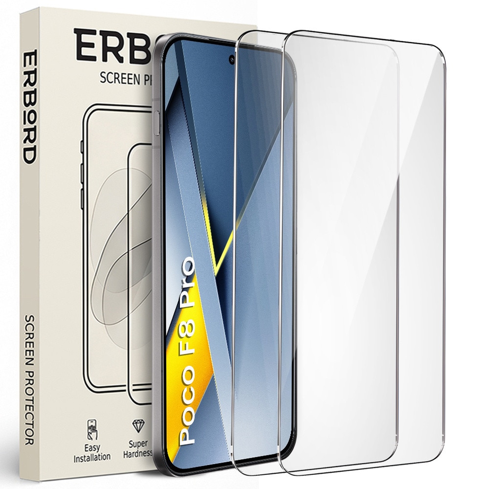 Set 2x Sticla Temperata ERBORD 9H pentru Xiaomi Poco F8 Pro, protectie eficienta, claritate ridicata, compatibilitate cu etui
