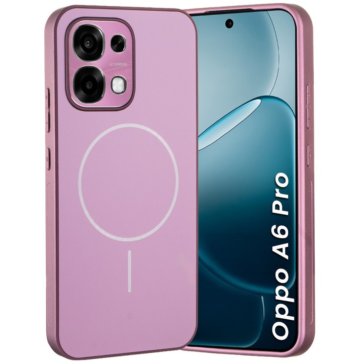 Husa telefon Oppo A6 Pro 5G, roz, compatibila cu MagSafe, protectie sporita, design elegant