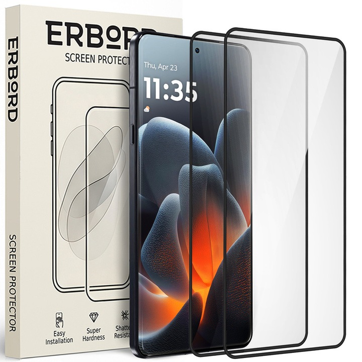 Set 2x Folii de protectie din sticla securizata ERBORD 3D pentru Motorola Signature, tarie 9H, transparent