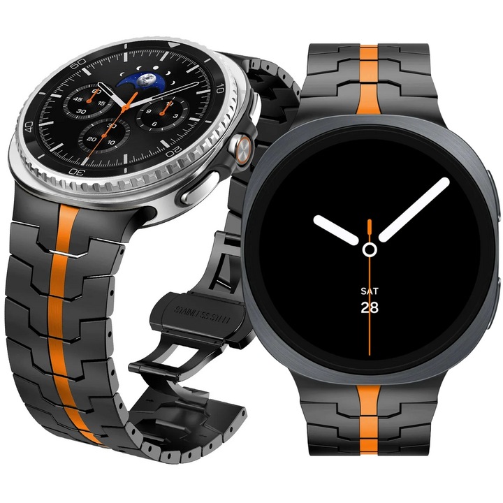 Bransoleta din otel pentru smartwatch Samsung Galaxy Watch 8/8 Classic, reglabila, neagra, 40mm/44mm/46mm