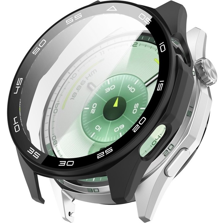 Etui 2w1 + Sticla Temperata pentru Huawei Watch GT 6 46mm, XGSM, Negru