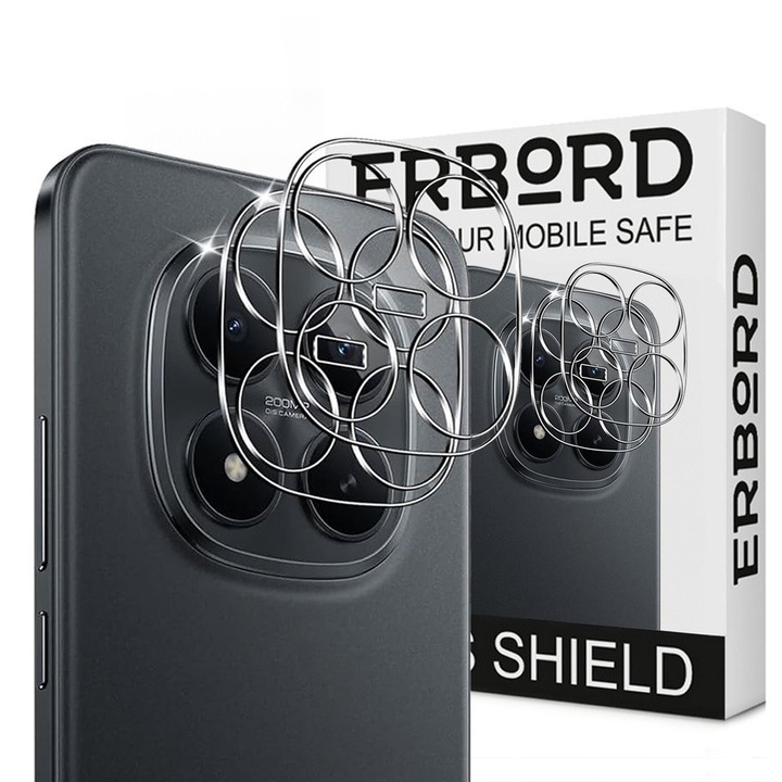 2x Folii de protectie ERBORD pentru camera Xiaomi Redmi Note 15 Pro Plus 5G / Poco M8 Pro 5G, transparent