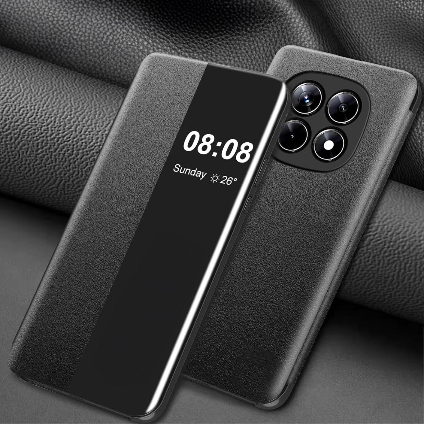 Husa telefon XGSM pentru Xiaomi Redmi Note 15 5G / Poco M8 5G, Side View, neagra, deschidere laterala, ecologica