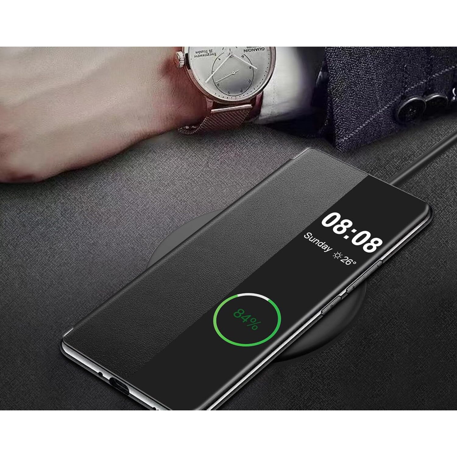 Husa telefon XGSM pentru Xiaomi Redmi Note 15 5G / Poco M8 5G, Side View, neagra, deschidere laterala, ecologica