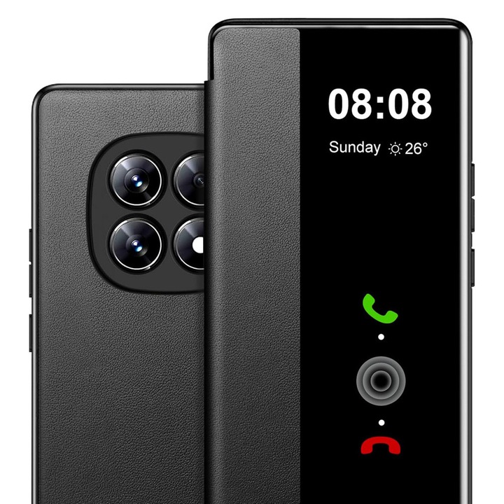 Husa telefon XGSM pentru Xiaomi Redmi Note 15 5G / Poco M8 5G, Side View, neagra, deschidere laterala, ecologica