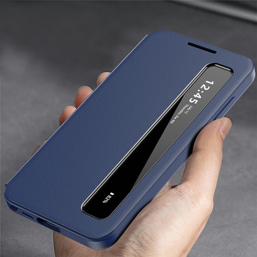 Husa pentru Samsung Galaxy S26 Ultra, Smart View Window Leather, bleumarin