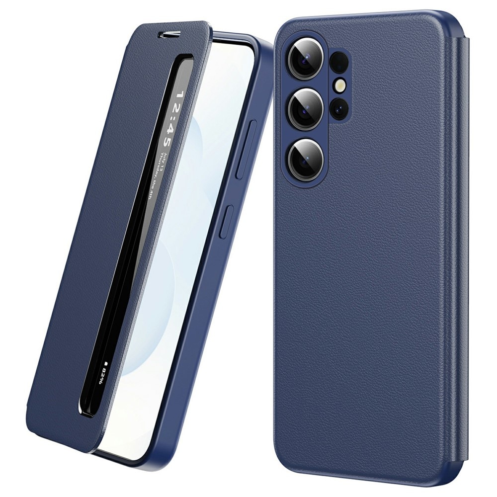 Husa pentru Samsung Galaxy S26 Ultra, Smart View Window Leather, bleumarin