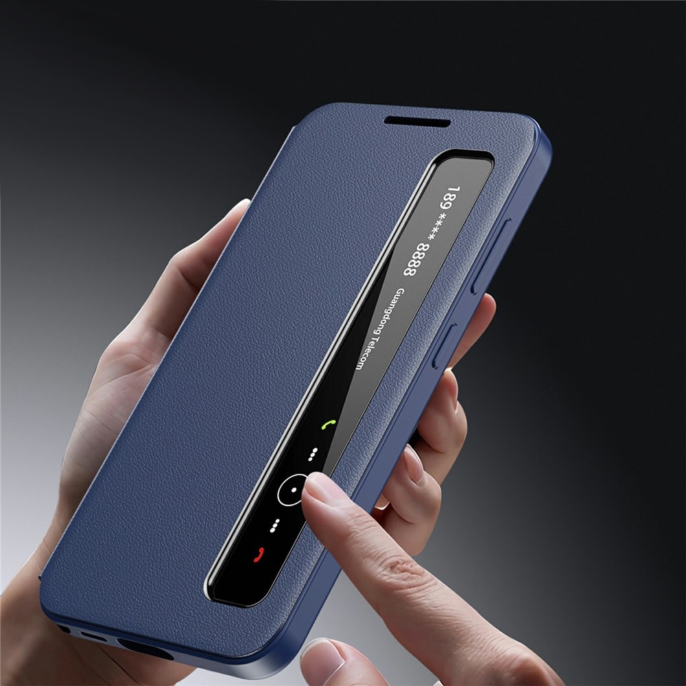 Husa pentru Samsung Galaxy S26 Ultra, Smart View Window Leather, bleumarin