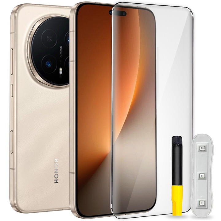 Folie protectie XGSM pentru Honor Magic 8 Pro, montaj UV, transparenta ridicata, set complet