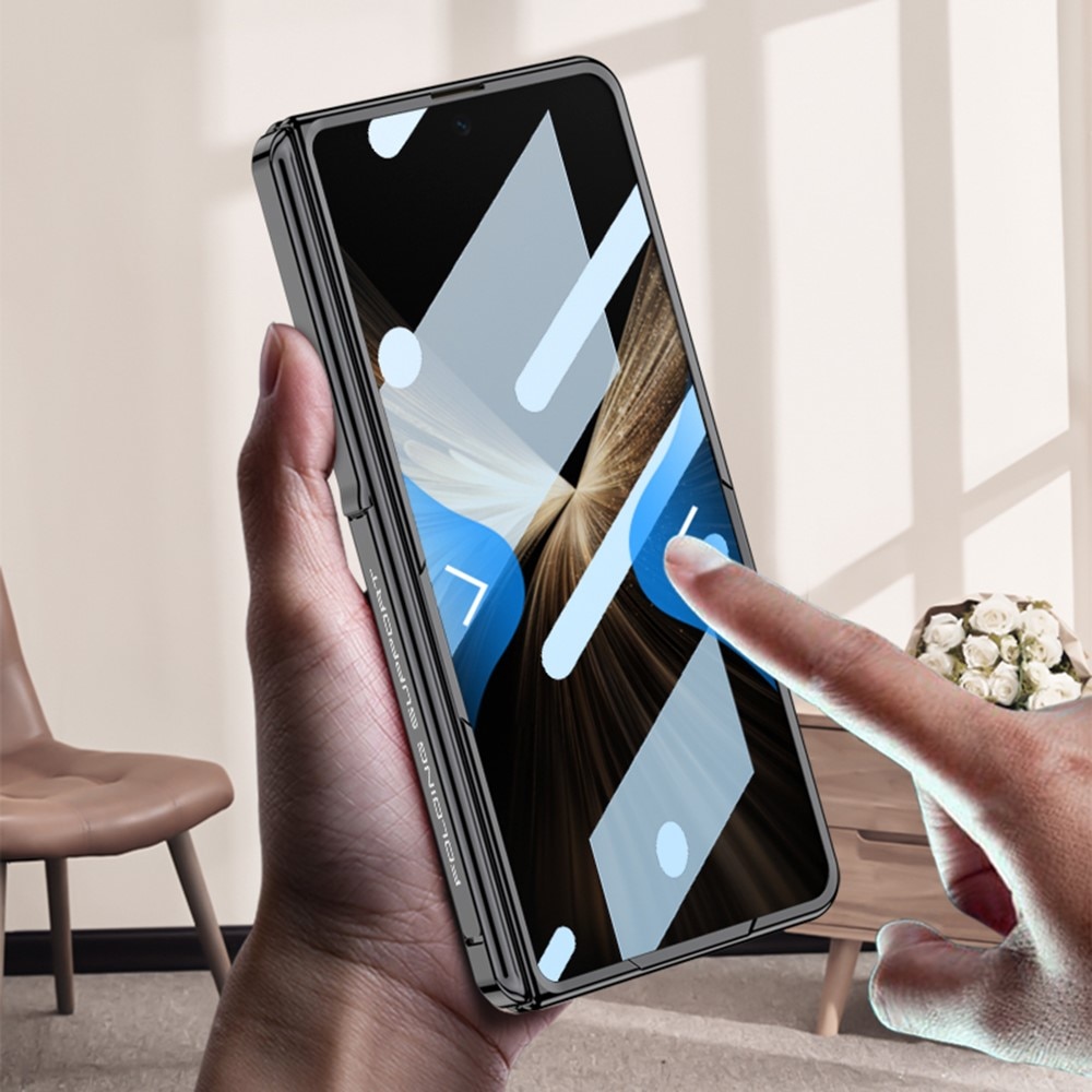 Husa telefon GKK pentru Honor Magic V5 5G, cu suport si sticla integrata, neagra