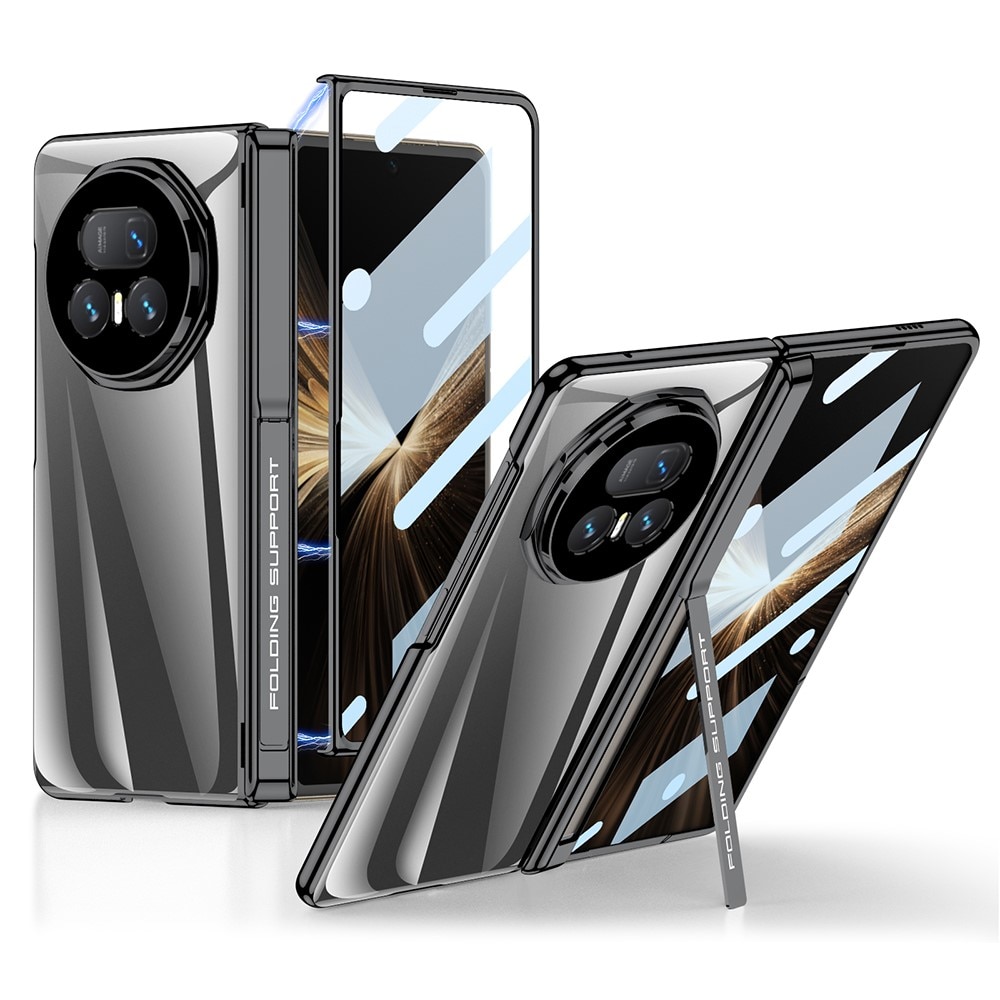 Husa telefon GKK pentru Honor Magic V5 5G, cu suport si sticla integrata, neagra