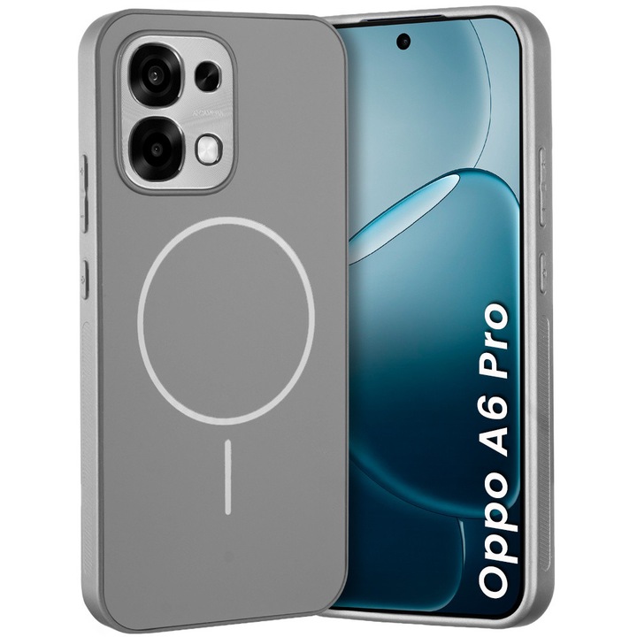 Husa telefon Oppo A6 Pro 5G, XGSM, tytan gri, compatibila cu MagSafe