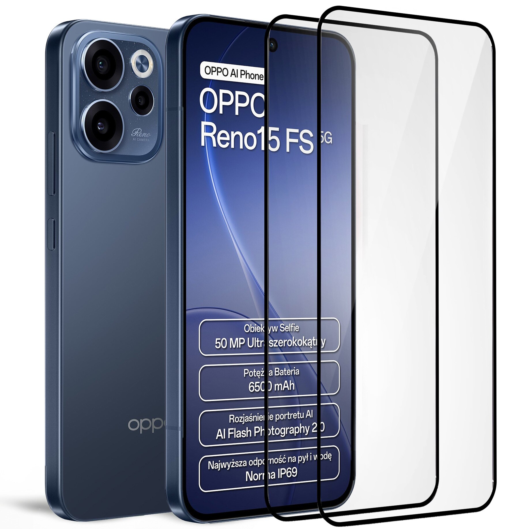 Set 2x Folii de Protectie ERBORD 3D pentru Oppo Reno 15 F / 15 FS, Tarie 9H, Transparent, Montaj Usor