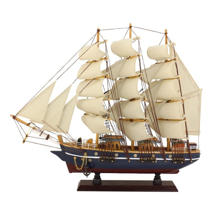 Vas decorativ Sea Club, macheta navala, lemn, 47x41cm