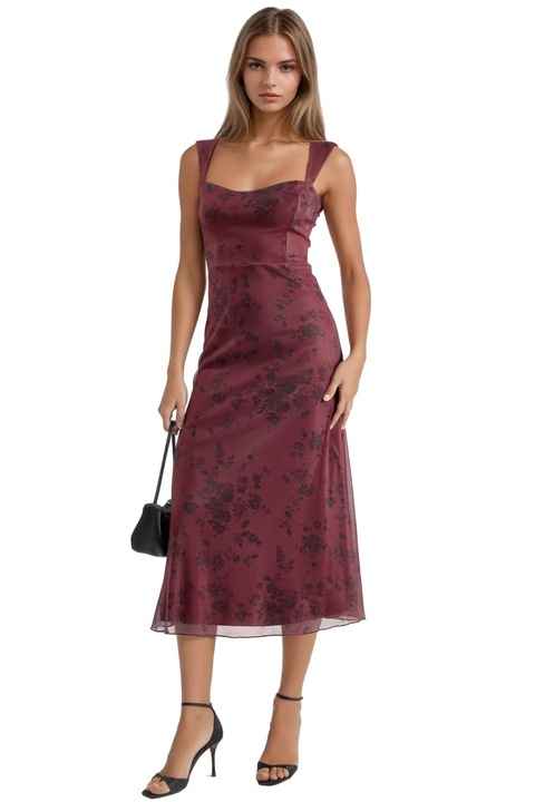 Rochie midi, HiCCUP, Guler inima, Rosu, Jerseu