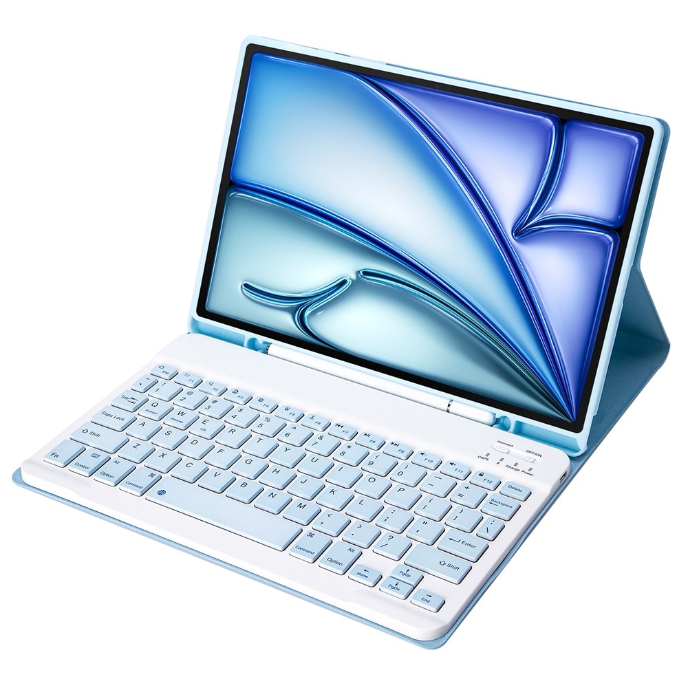 Etui cu tastatura pentru tableta XGSM, 2 in 1, usor, cu inchidere magnetica, albastru deschis, pentru iPad Air 11" 2025/2024