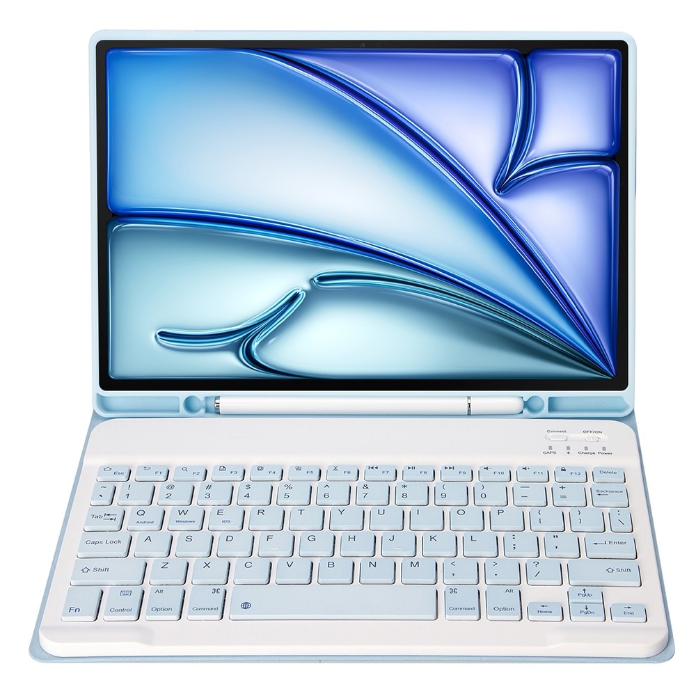 Etui cu tastatura pentru tableta XGSM, 2 in 1, usor, cu inchidere magnetica, albastru deschis, pentru iPad Air 11" 2025/2024