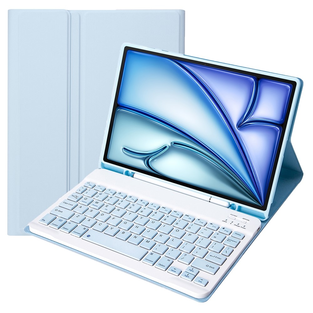 Etui cu tastatura pentru tableta XGSM, 2 in 1, usor, cu inchidere magnetica, albastru deschis, pentru iPad Air 11" 2025/2024