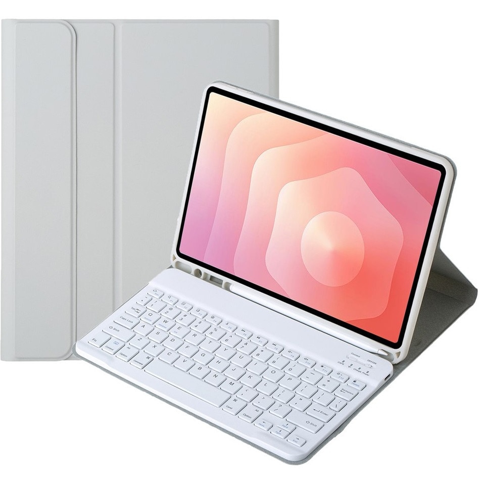 Husa cu tastatura pentru Samsung Galaxy Tab S11, XGSM, slot pentru stylus, din piele, gri, model A730B