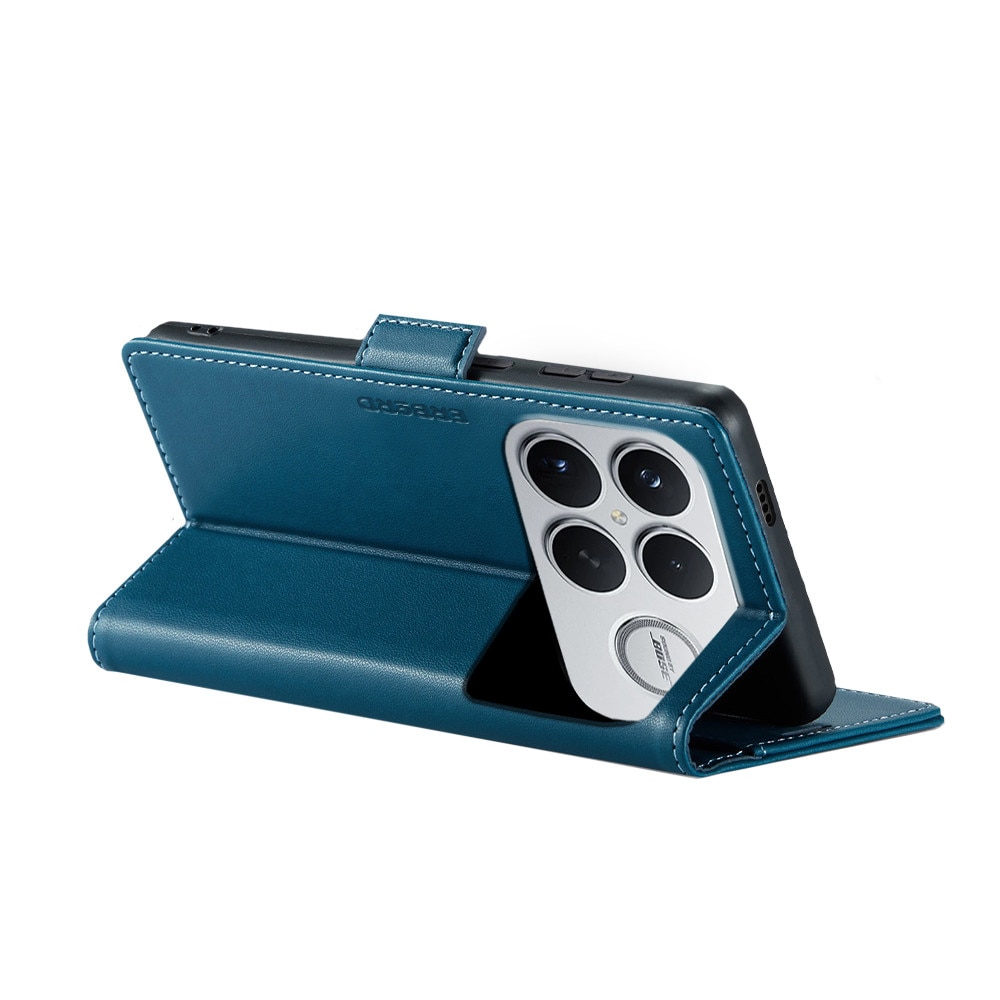 Husa pentru Xiaomi Poco F8 Ultra, ERBORD Glossy Litchi, portofel cu clapeta, albastru