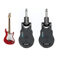 Set adaptor pentru Chitara, guitar, ACEMIC G1 2.4G, transmitator si receptor audio, sistem wireless, clasica, electro-acustica, bas, cu baterie, 4 canale, audio fara fir pentru chitara, cablu, bas instrumente electrice, Negru