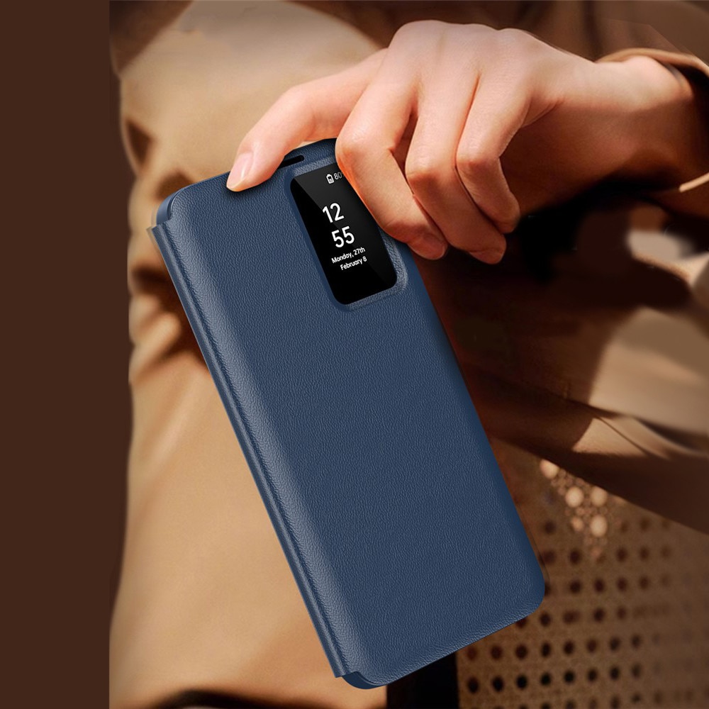 Husa pentru Samsung Galaxy S26 Ultra, Smart View Wallet, granat, functie suport, material PC si piele PU
