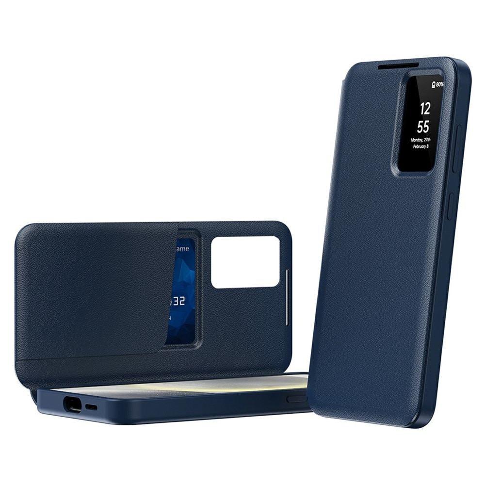 Husa pentru Samsung Galaxy S26 Ultra, Smart View Wallet, granat, functie suport, material PC si piele PU