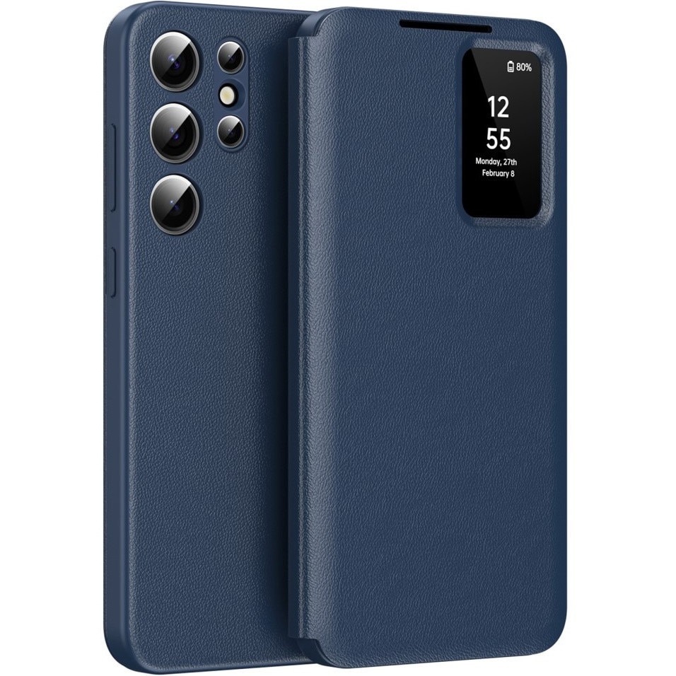 Husa pentru Samsung Galaxy S26 Ultra, Smart View Wallet, granat, functie suport, material PC si piele PU