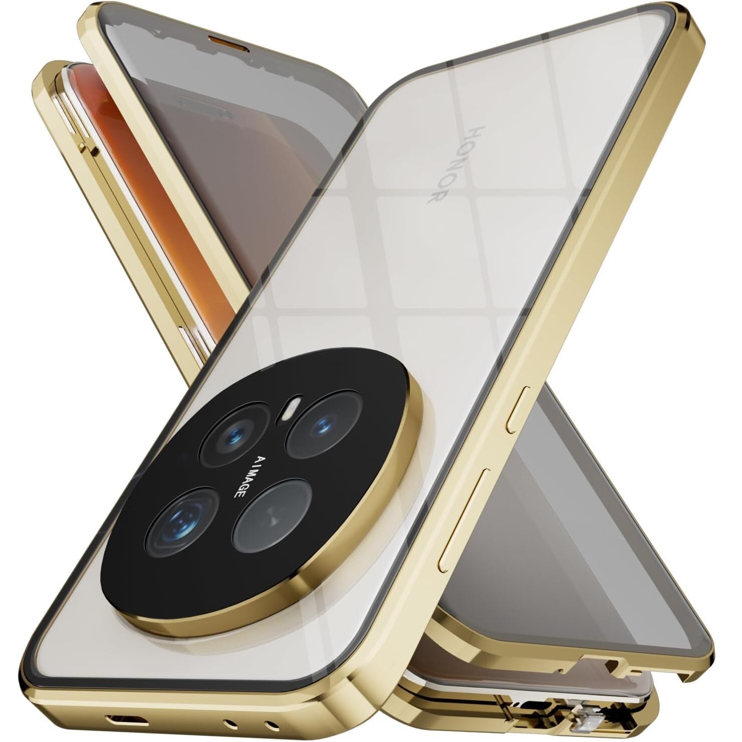 Husa pentru Honor Magic 8 Pro, Magnetic Dual Glass, auriu