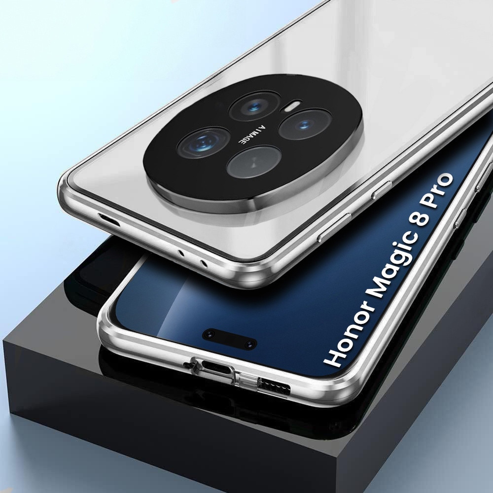 Husa pentru Honor Magic 8 Pro, Magnetic Dual Glass, argintie