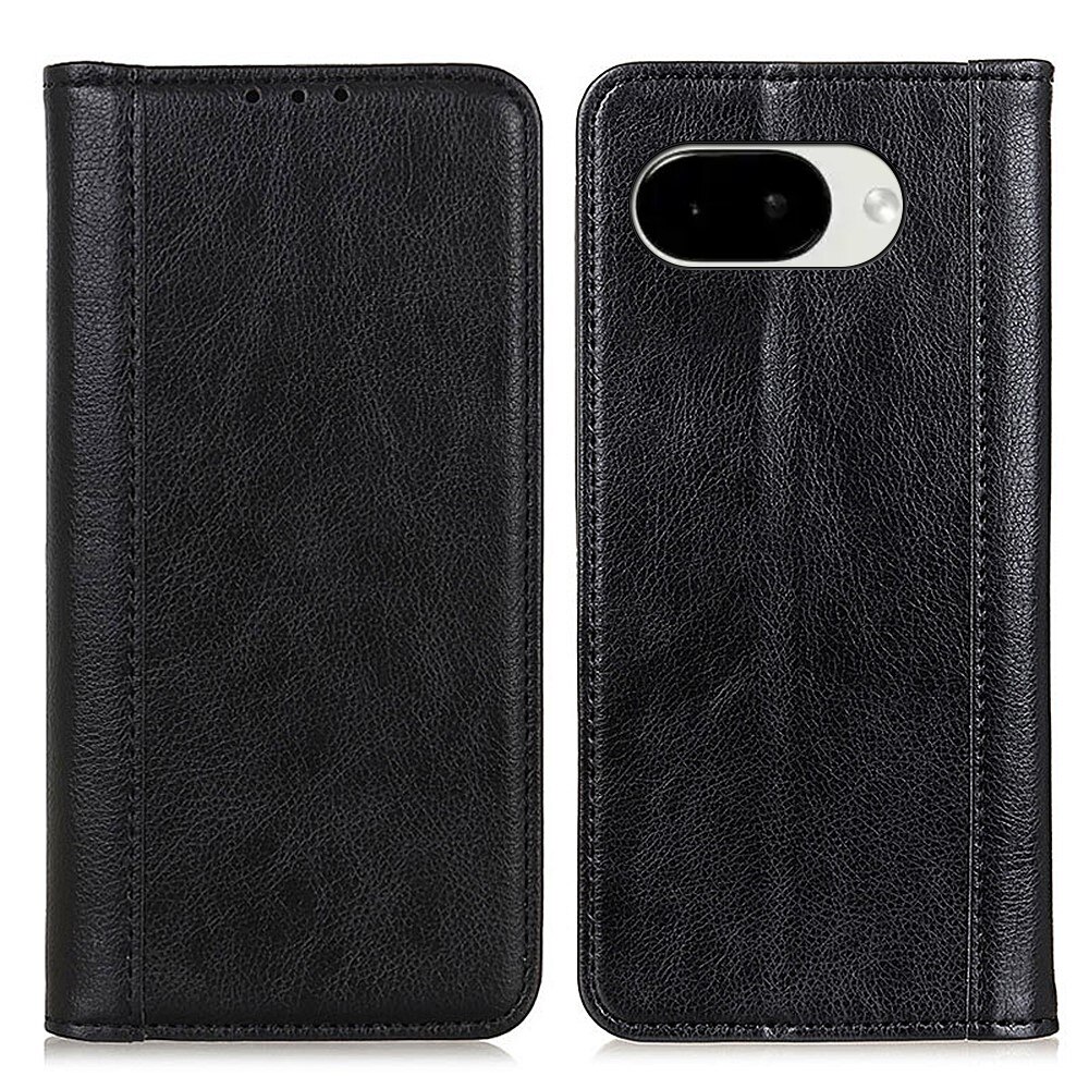 Husa cu clapeta pentru Google Pixel 10a, piele split, neagra, functie portofel si suport