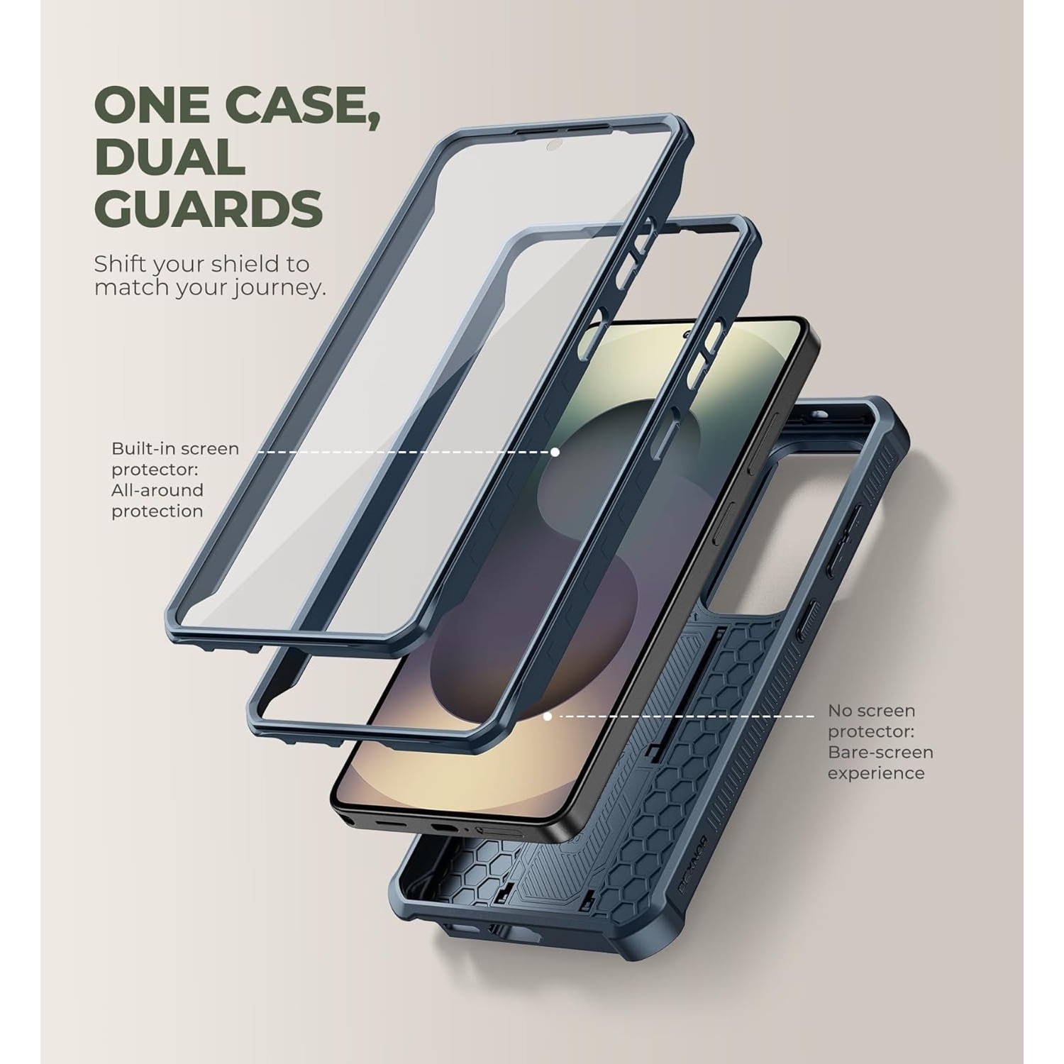Etui pancerne Dexnor Full Body (Two Frames) pentru Samsung Galaxy S26 Ultra, 360° protectie, albastru