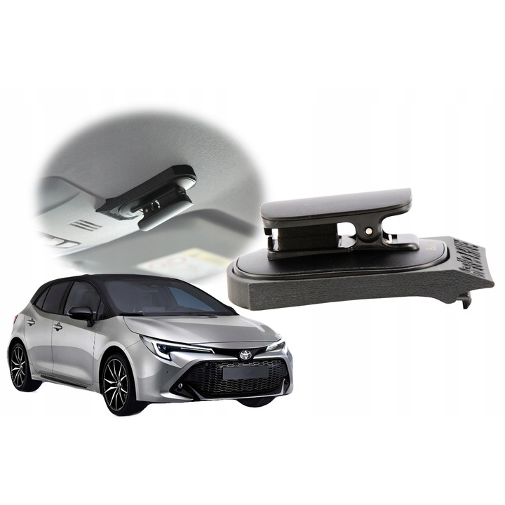 CraVeDrive dedikált szemüvegtartó, Toyota Corolla XII E21, Facelift, 2022+, Hatchback, Kombi, Sedan kompatibilis, egyszerű mennyezet alatti rögzítés, stabil rögzítés védő szivaccsal, univerzális szemüvegekhez és kártyákhoz, praktikus kialakítás, fekete