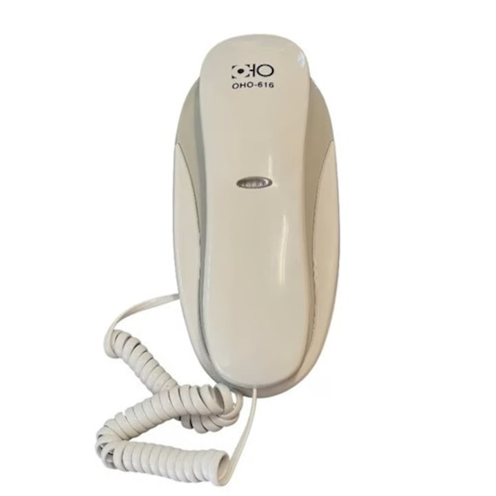Telefon fix cu fir, OHO, taste mari iluminate, functie reapelare, fixare perete, ALB