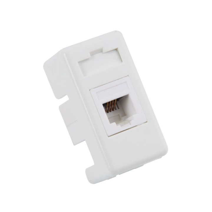 Priza modulară UTP cat5E, SPIN, alb, 1 modul
