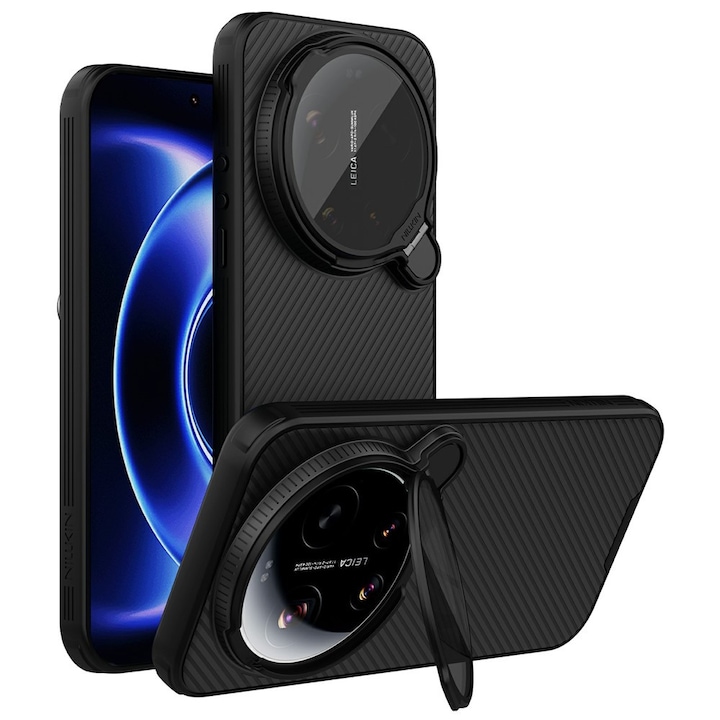 Etui pentru telefon, Nillkin CamShield Prop Magnetic, hibrid PC + TPU, protectie camera, negru, pentru Xiaomi 17 Ultra