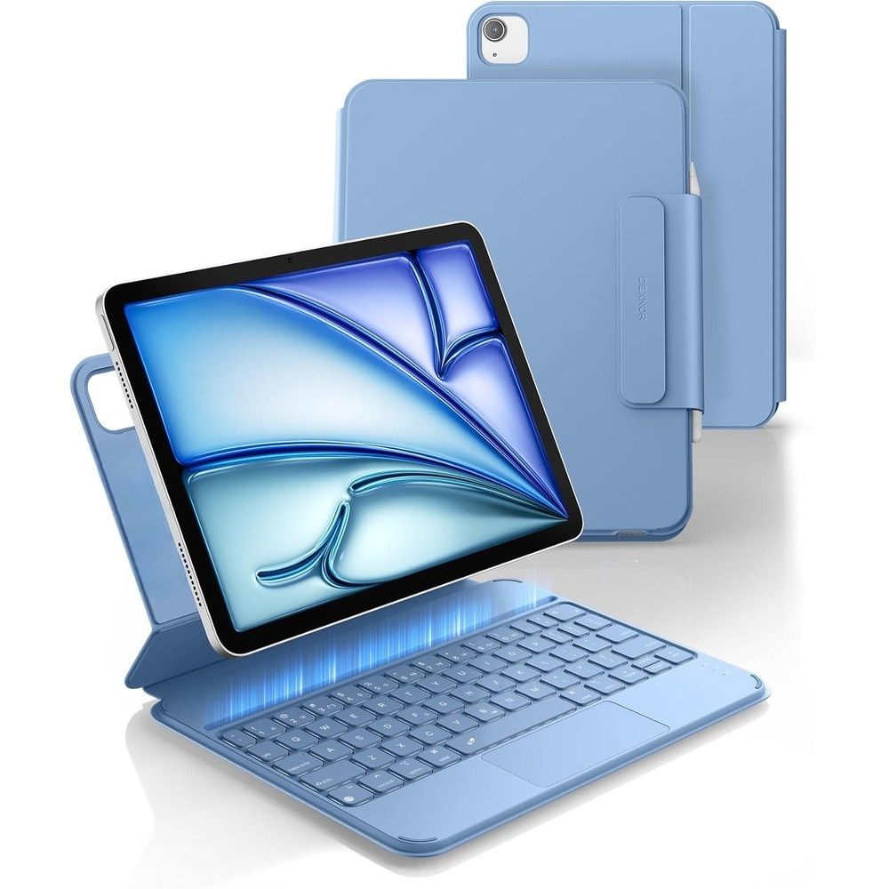 Husa tableta cu tastatura si touchpad Dexnor Magnetic Keyboard Touchpad, albastra, ultrausoara, compatibila cu iPad Air 11" si Pro 11"