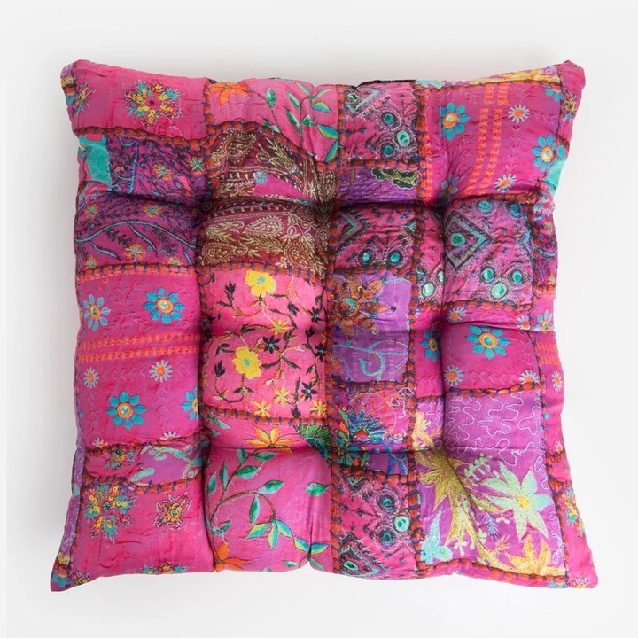 Perna Scaun Fucsia cu Flori 40x40cm