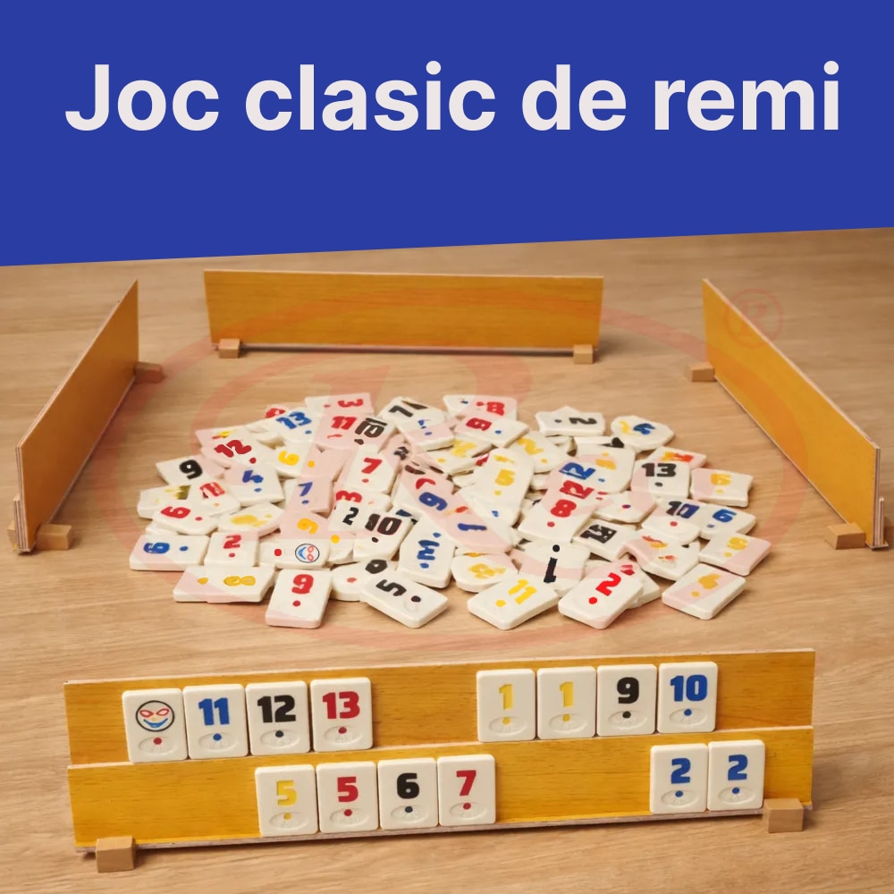 Joc Remy Joc Remi/Rummy RCO® – Set clasic in cutie din lemn, piese din piatra ...