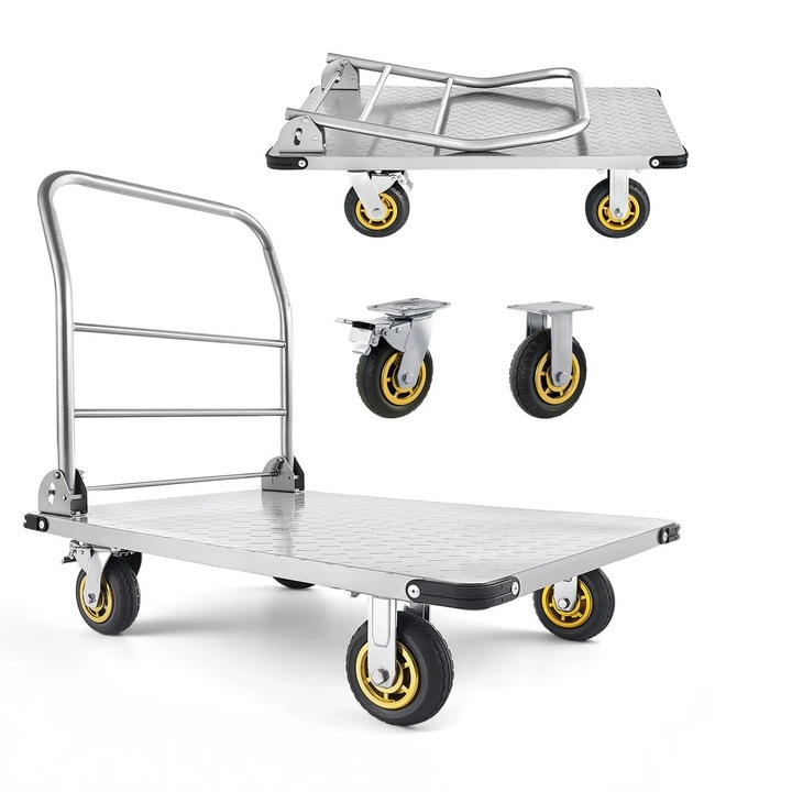 Carucior cu platforma pliabil, Roti pivotante, Capacitate max 900 kg ...