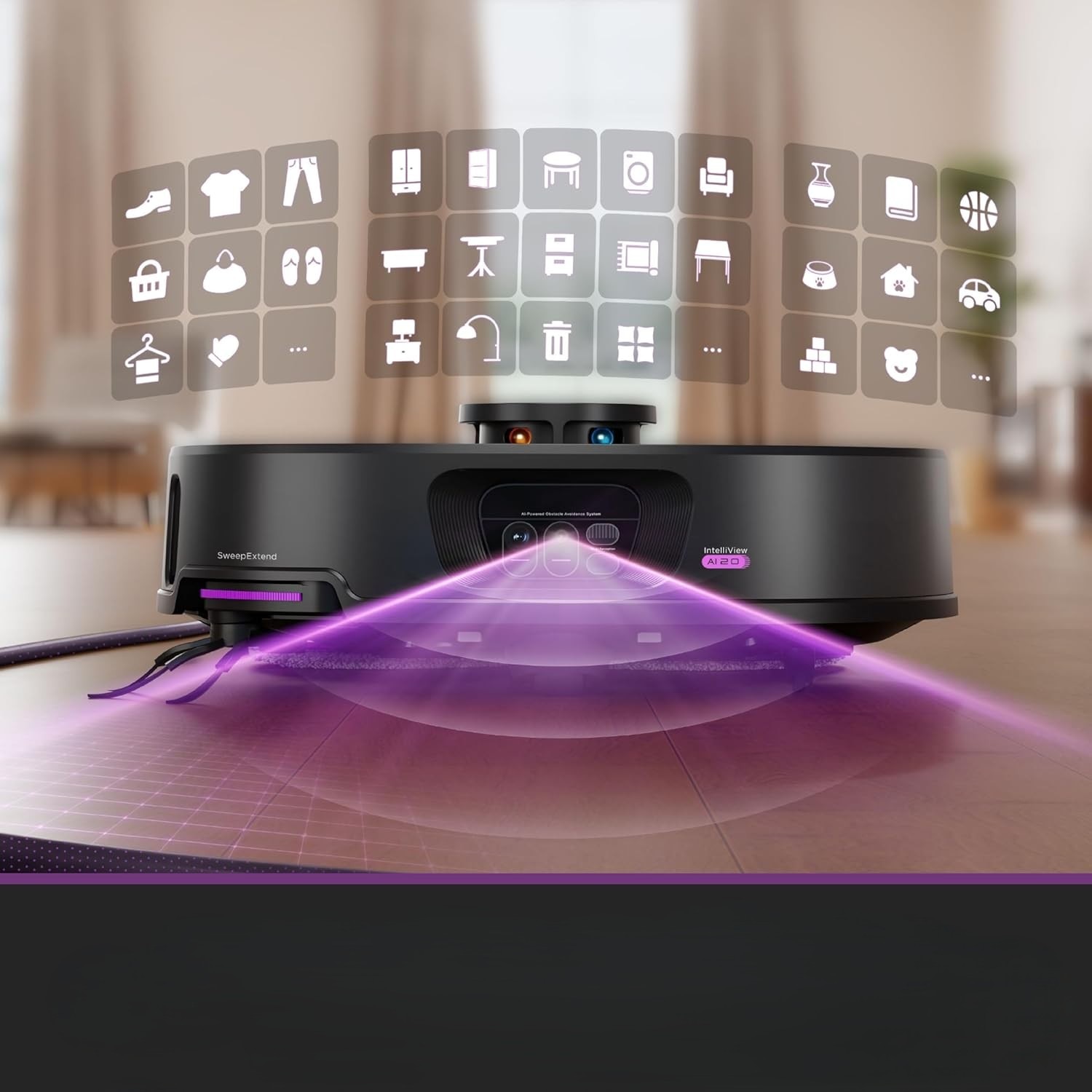 Aspirator Robot Eureka J15 Max Ultra Black, 22000 Pa, Navigație LiDAR, Mop Extensibil, Set cu Stație All-in-One