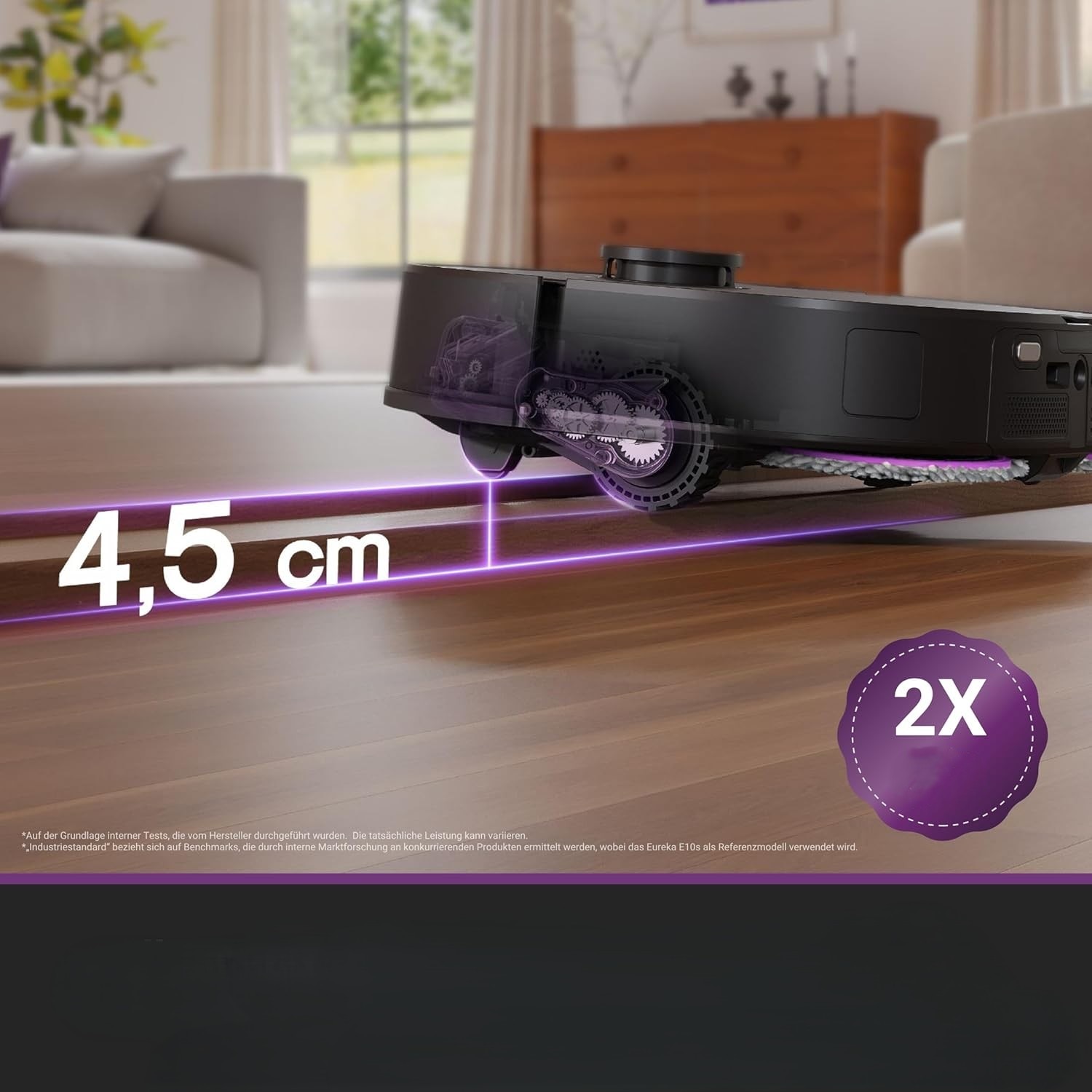 Aspirator Robot Eureka J15 Max Ultra Black, 22000 Pa, Navigație LiDAR, Mop Extensibil, Set cu Stație All-in-One