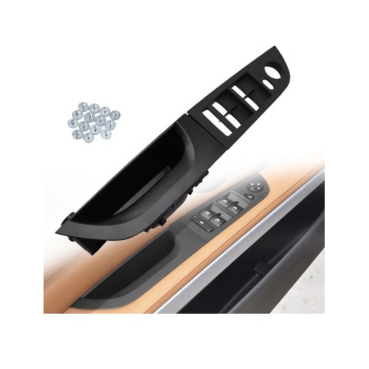 Panou / maner portiera sofer fara oglinzi rabatabile pentru BMW Seria 3 E90/E91, negru, 35, 5 cm