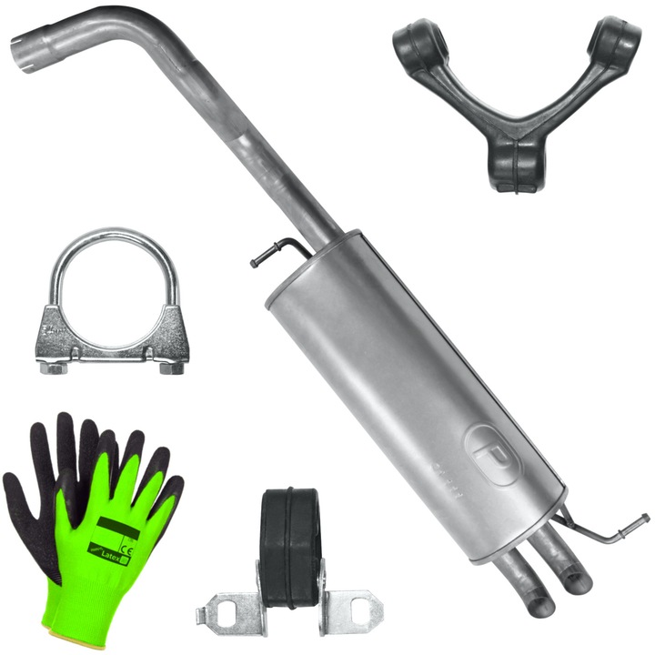 Kipufogó rendszer Polmostrow, komplett szett, 1.8-2.3, Volkswagen Golf 4 IV kompatibilis, rögzítőelemekkel együtt