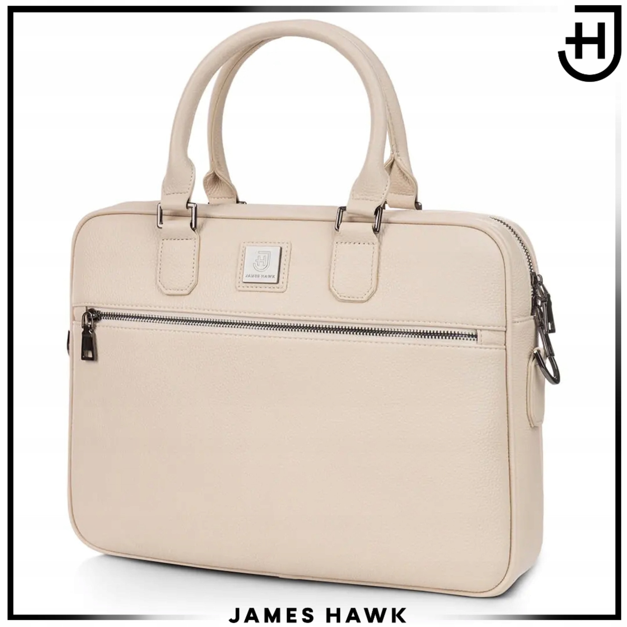 Geanta Laptop Si De Umar, James Hawk, Business Briefcase, 15.6 Inch, Crem, 38x29x7 cm, Curea De Umar Detasabila, Sistem Fixare Troler, Compartiment Documente, Protectie Antisoc, Eleganta, Rezistenta La Apa, Stil Office, Calatorii Afaceri