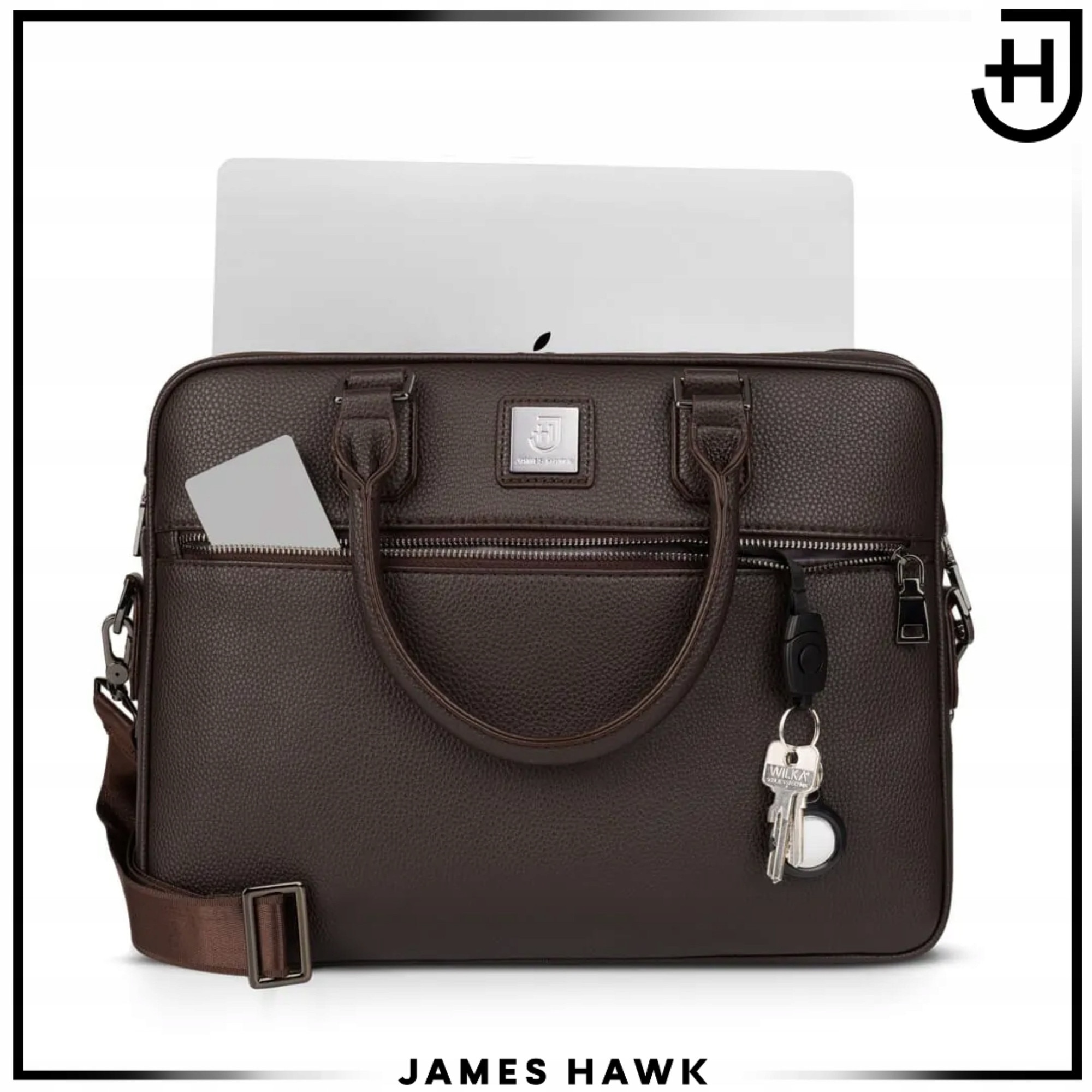 Geanta Laptop Si De Umar, James Hawk, Business Briefcase, 15.6 Inch, Maro, 38x29x7 cm, Curea De Umar Detasabila, Sistem Fixare Troler, Compartiment Documente, Protectie Antisoc, Eleganta, Rezistenta La Apa, Stil Office, Calatorii Afaceri