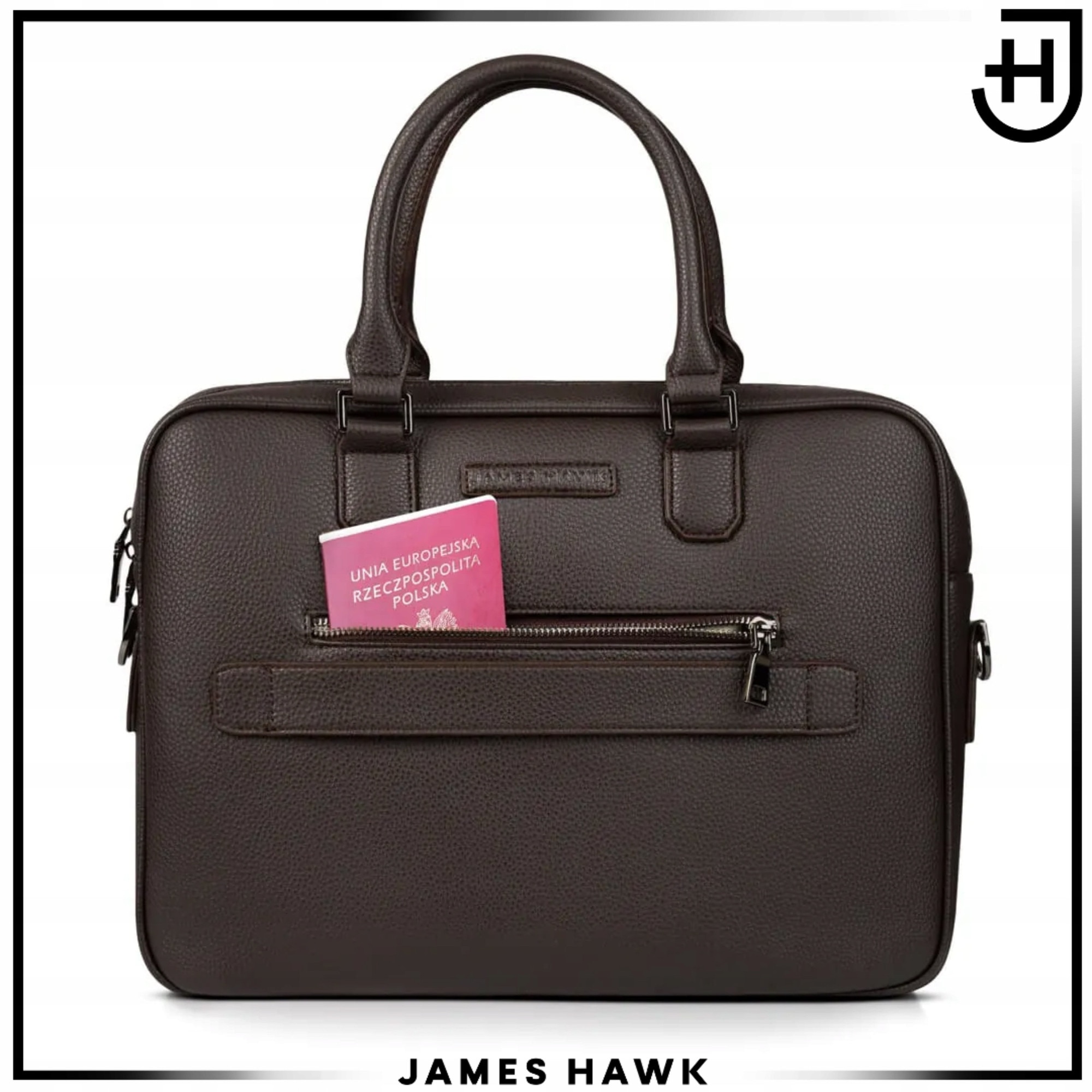 Geanta Laptop Si De Umar, James Hawk, Business Briefcase, 15.6 Inch, Maro, 38x29x7 cm, Curea De Umar Detasabila, Sistem Fixare Troler, Compartiment Documente, Protectie Antisoc, Eleganta, Rezistenta La Apa, Stil Office, Calatorii Afaceri