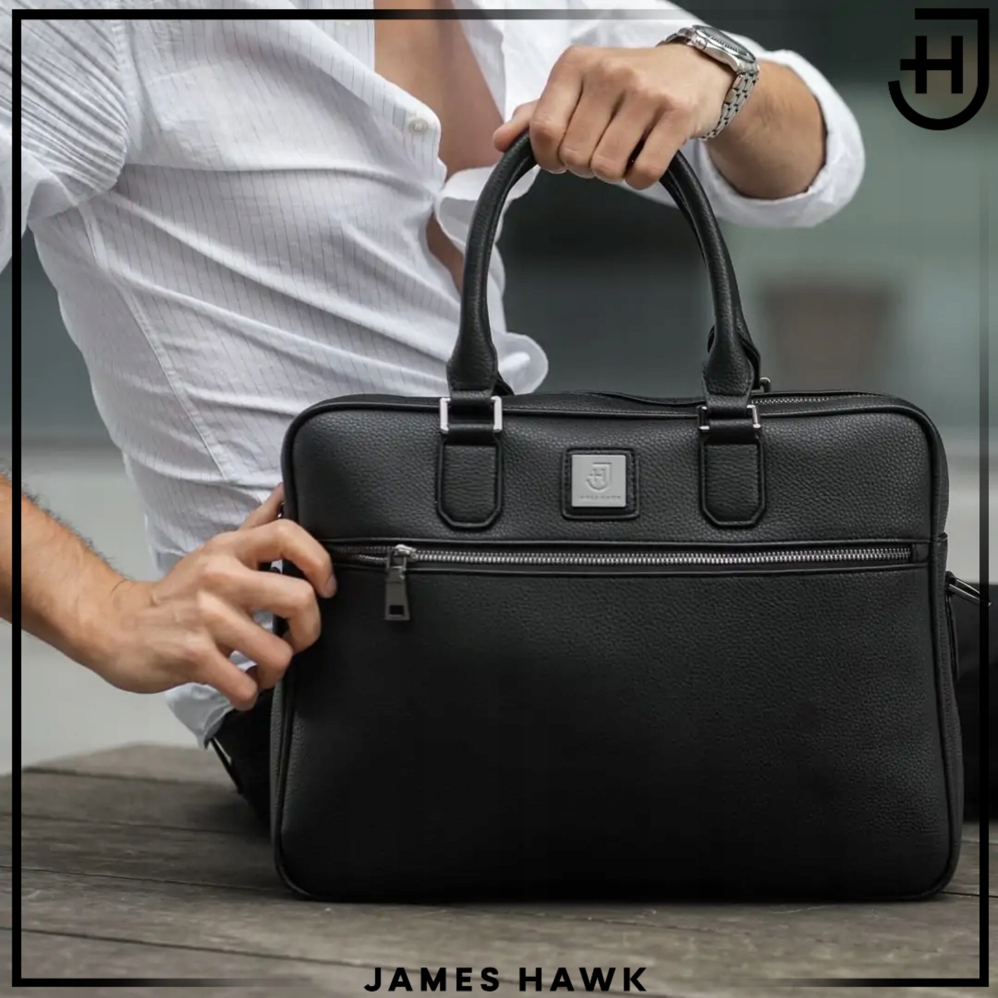 Geanta Laptop Si De Umar, James Hawk, Business Briefcase, 15.6 Inch, Maro, 38x29x7 cm, Curea De Umar Detasabila, Sistem Fixare Troler, Compartiment Documente, Protectie Antisoc, Eleganta, Rezistenta La Apa, Stil Office, Calatorii Afaceri