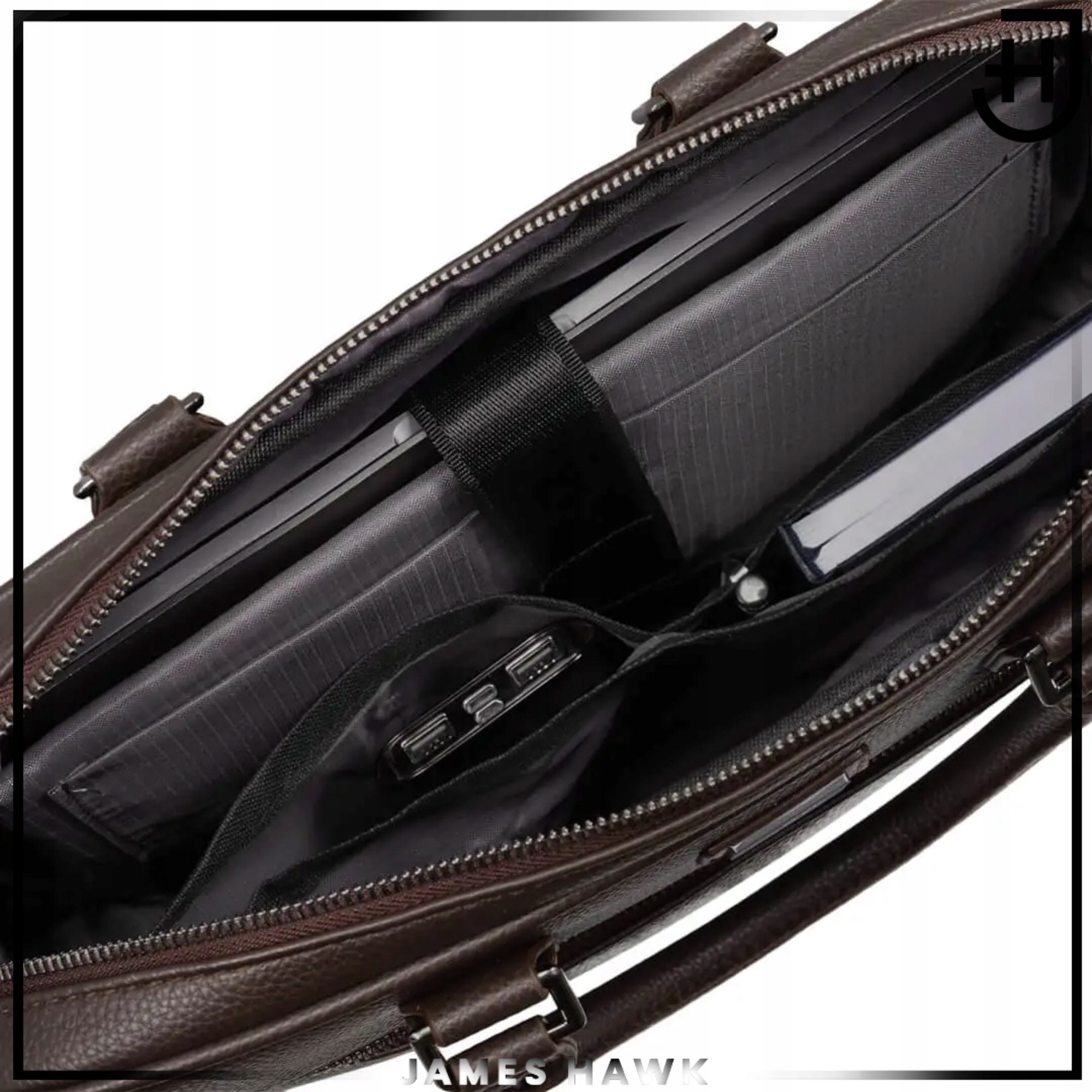 Geanta Laptop Si De Umar, James Hawk, Business Briefcase, 15.6 Inch, Maro, 38x29x7 cm, Curea De Umar Detasabila, Sistem Fixare Troler, Compartiment Documente, Protectie Antisoc, Eleganta, Rezistenta La Apa, Stil Office, Calatorii Afaceri