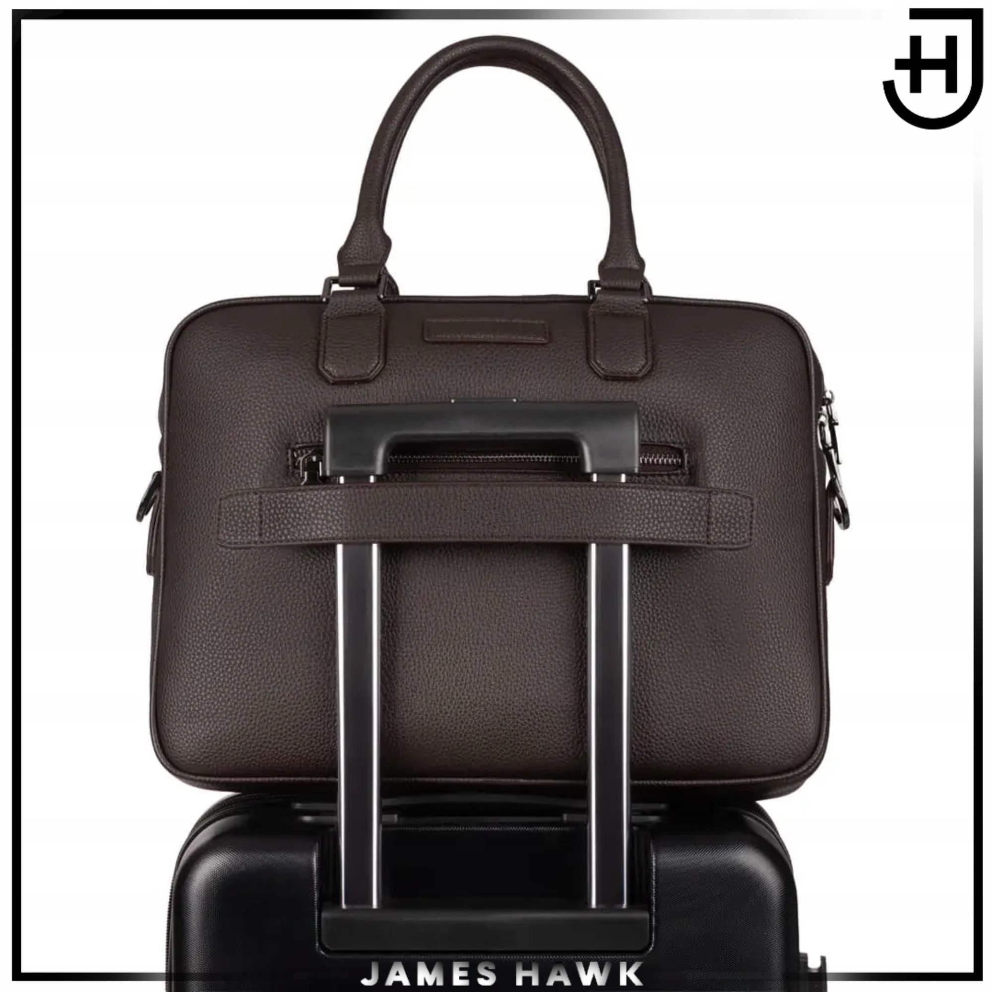 Geanta Laptop Si De Umar, James Hawk, Business Briefcase, 15.6 Inch, Maro, 38x29x7 cm, Curea De Umar Detasabila, Sistem Fixare Troler, Compartiment Documente, Protectie Antisoc, Eleganta, Rezistenta La Apa, Stil Office, Calatorii Afaceri